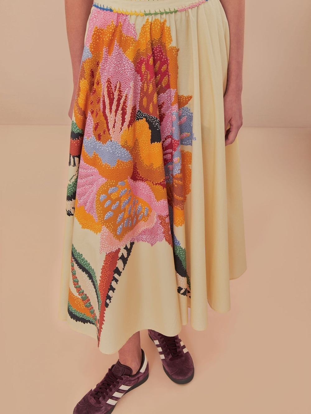 NWT Farm Rio beige lucy floral maxi skirt Sz Medium - Picture 2 of 5
